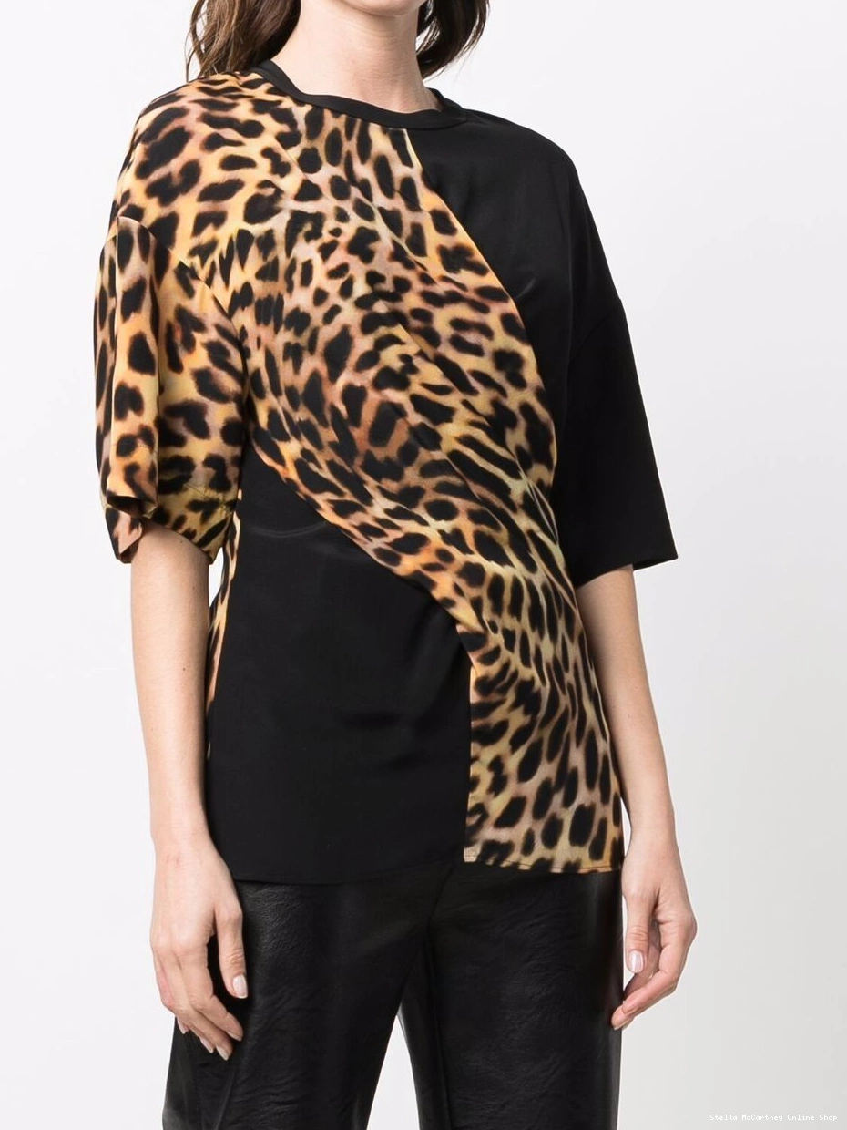 Cheap McCartney print T-shirt cheetah Women Stella panel 0423